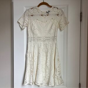 Topshop Ivory Lace Fit & Flare Dress Size 6